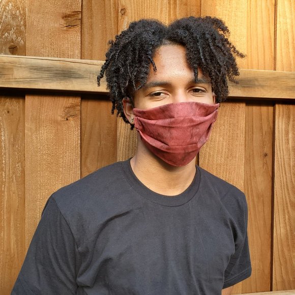 Burgundy Tye Die ReversibeCotton Face Mask,Rse/Wsh - Picture 5 of 5